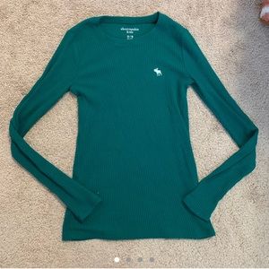 Abercrombie and Fitch Ribbed Green Long Sleeve